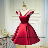 Evening Dress Short Luxury Satin A-Line Lace Formal Dresses