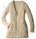 Women's V Neck Cashmere and Wool Long Cardigan