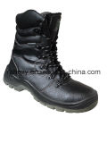 Split Embossed Leather Safety Shoes with Mesh Lining (HQ05039)
