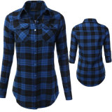 Women's Long Sleeve Plaid Checkered Flannel Button Down Shirt
