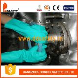 Ddsafety 2017 Green Nitrile Industry Flock Lined Safety Gloves