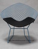 Morden Dining Kd Seat Black PU Cushion Wire Diamond Chair