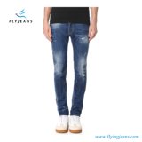 Distressed Skinny Wash Cool Guy Men Denim Jeans with Frayed Holes and Speckles of Paint (Pants E. P. 4128)