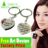 Promotional Metal Engraved Apple Heart Shaped Custom Couple Key Chain