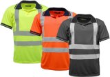 Custom Reflective Stripe High Visibility Workwear Uniform Traffic Safety Polo Shirt