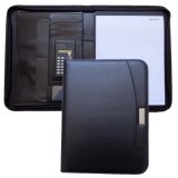 Business A4 Zipper PU Leather File Folder Padfolio with Plate