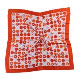 Custom Logo Scarf Printed Silk and Polyester Orange Polka Dots (LS-36)