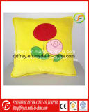 Yellow Cute Plush Soft Cushion with Flower Imprinted