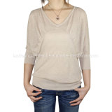 Women Fashion Knitted V Neck Long Sleeve Sweater Clothes (11SS-037)