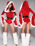 Wholesale Cheap Velvet Hooded Women Christmas Fancy Dress