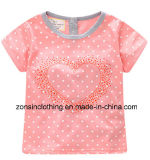 Girls' Summer Short Sleeve T-Shirt with Sweety Heart on Chest Children Clothes