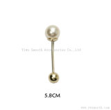 Double Pearl Jewelry Metal Alloy Brooch Safety a Word Pin