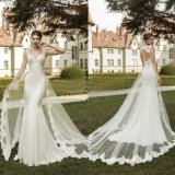 Cap Sleeves Panel Train Bridal Dress 2018 Lace Mermaid Wedding Gown LV1758