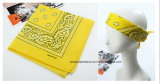 Factory Produce Customized Color Yellow Paisley Cotton Square Headwear Bandanna