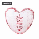 Sublimation Blank Heart Shaped Sequin Pillow Cover with Custom Photo Print (Red w/ White, 39*44cm) (BZLP3944HR-W)