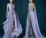 Lilac Backless Prom Dresses Lace Chiffon Evening Dresses P6440