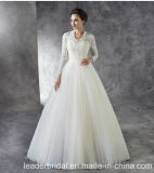 3/4 Sleeves Muslim Bridal Gowns Lace Tulle Country Garden Simple Wedding Dress Lb1825