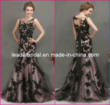 Maroon Prom Gowns Black Lace Bridesmaid Evening Dresses E237