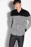 Acrylic/Wool/Nylon Polo Neck Knitted Men Cardigan Sweater with Button
