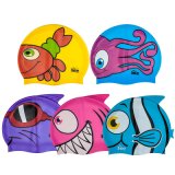Waterproof Kids Lovely Cartoon Fish Shape Silicone Swimming Caps (Flying-2014032102)
