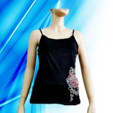 Cotton and Spandex Lady's Sexy Camisole with Discharge Print