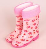 Kids Cartoon Plastic Rain Boots with Jersey Lining