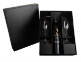 Black Corrugated Box for Wine and Two Glasses (GB-003)