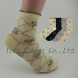 High Quality Cotton Soft Lace Welt Thick Ladies Women Socks