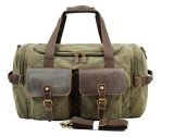 Leather Canvas Overnight Travel Weekend Tote Duffel Luggage Bag