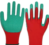 13G Red Polyester Palm Coated Latex Crinkle Finish Working Gloves