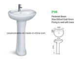 P08 Small Washbasin with Pedestal, Economic Pedestal Basin