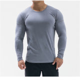 Plain Cheap Wholesale Tshirts Sport Men Muscle Slim Fit Long Sleeve Tshirt