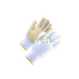 Comfortable Cotton Protective Working Glove with Yellow DOT