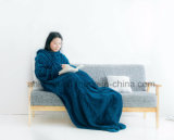 Warm Knitting Flannel Material Slip-on TV Wear Blanket