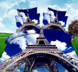 Eiffel Tower 3D Planel Printing Fabric for Bedsheet