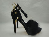 New Style of Ladies Stiletto Sandals with Fur and Studs (HCY02-904)