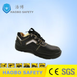 Steel Plate Men Genuine Leather Safety Shoes with Reflective Stripe