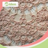 on Stock Pink Color Hollow out Warp Knitted Lace Fabric