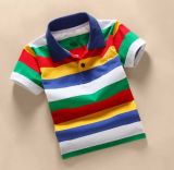 Customized Logo Strip Fashion Cotton Children Polo Tee Shirt