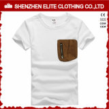 Hot Selling White Plain Cotton T Shirts with Pocket (ELTMTI-24)