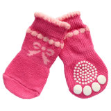 Cute Pink Bowtie Pet Supply Leg Cotton Knitting Pet Socks