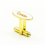 Hard Enamel Gold Metal Engraved Cufflink Customized Logo in Box
