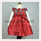 Comfy Red Satin Wool Party Dress for Winter