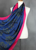 Lady Fashion Tree Printed Viscose Silk Scarf (YKY1023-3)