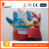 Ddsafety 2017 Reinforced Blue Leather Palm Red Cotton Back Gloves