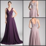 Sleeveless Chiffon Mother of The Bride Groom Dress Lace V-Neck Party Prom Dress M153