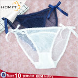 Candy Colours Double Bowknot Ventilate Mesh Lace Ladies Sexy Transparent Underwear