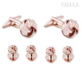 VAGULA Jewelry Gift Rose Gold Knot Tuxedo Cuff Links Studs
