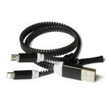 High Quality 2 in 1 Zipper USB Data Cable for Android for iPhone