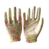 13 Gauge PU Coated Gloves/Flower Print Garden PU Gloves